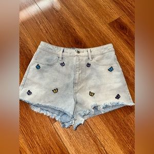 Butterfly high-Rise Denim Shorts